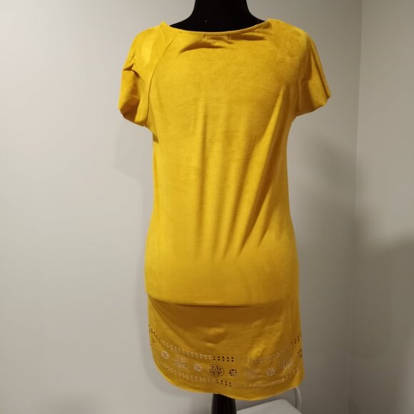 STELLA MORGAN MUSTARD TUNIC SHIFT DRESS ARTISAN WOMEN SIZE L - Picture 8 of 11